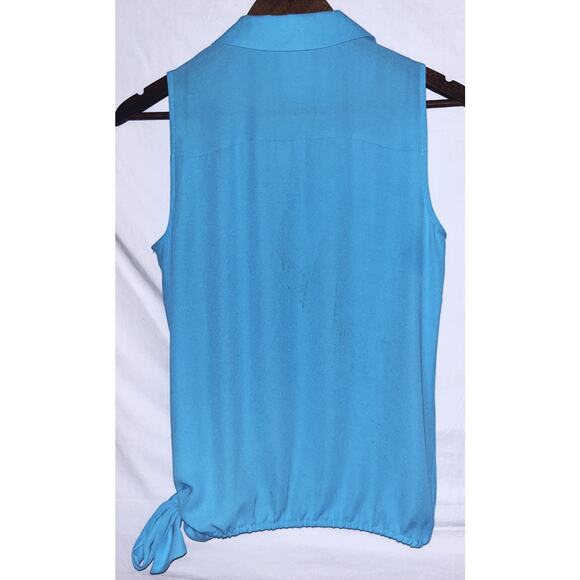Ann Taylor Loft Women's XS Robins Egg Blue Sleeveless V-Neck Faux Wrap Top - Picture 4 of 4